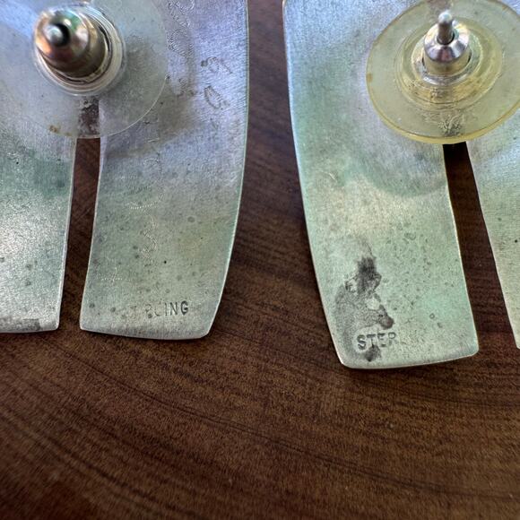 Lynda Fullerton & Bahr Sterling Silver Pearl Pierced Earrings Statement Asian - Picture 5 of 9